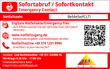 NotHilfePass Rückseite
